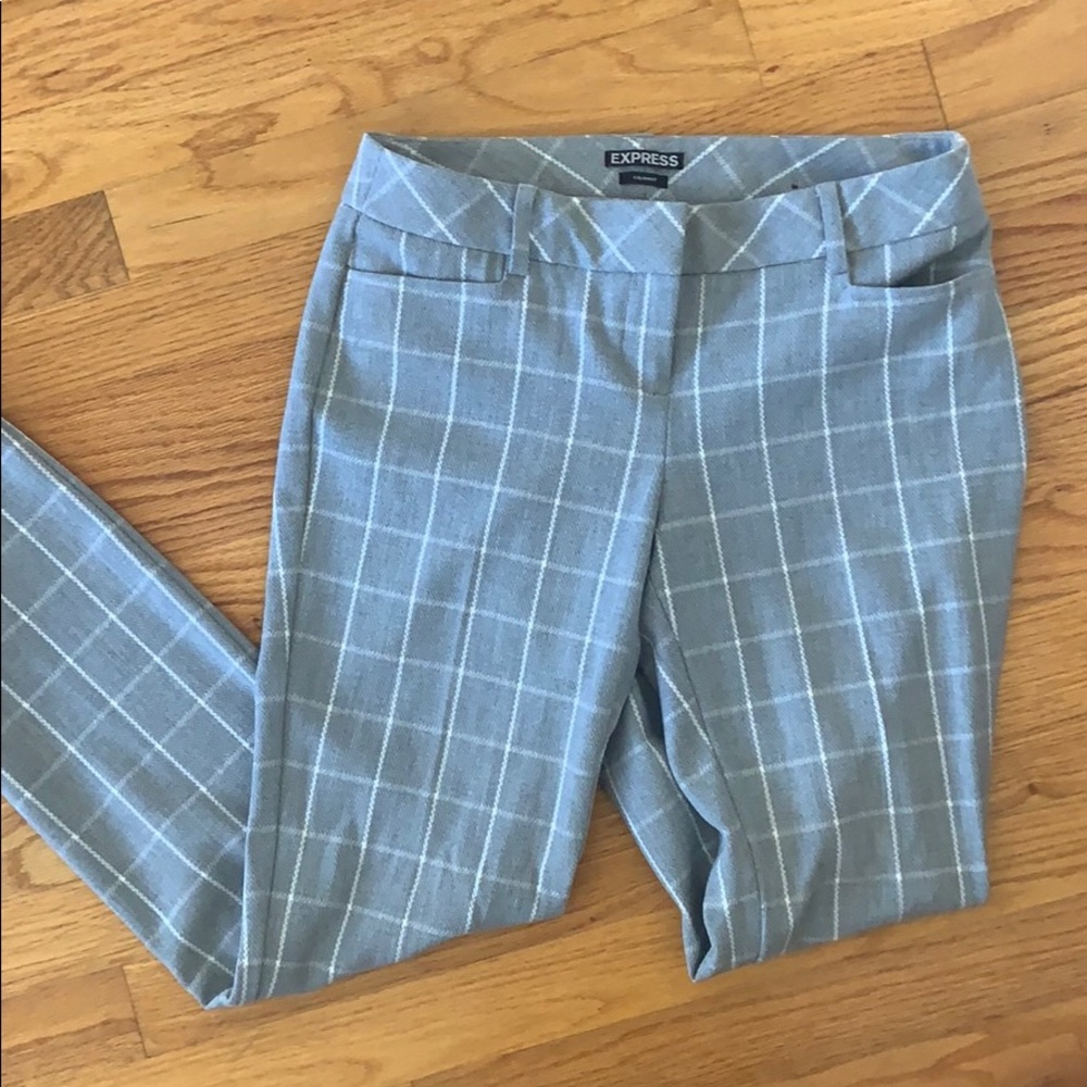 Express Columnist Grey Plaid Slacks